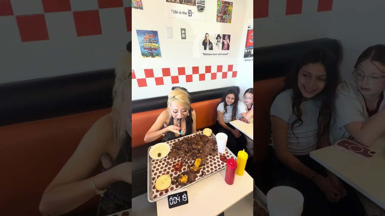 60 Patty Burger Challenge at Detroit City Grill #rainaiscrazy