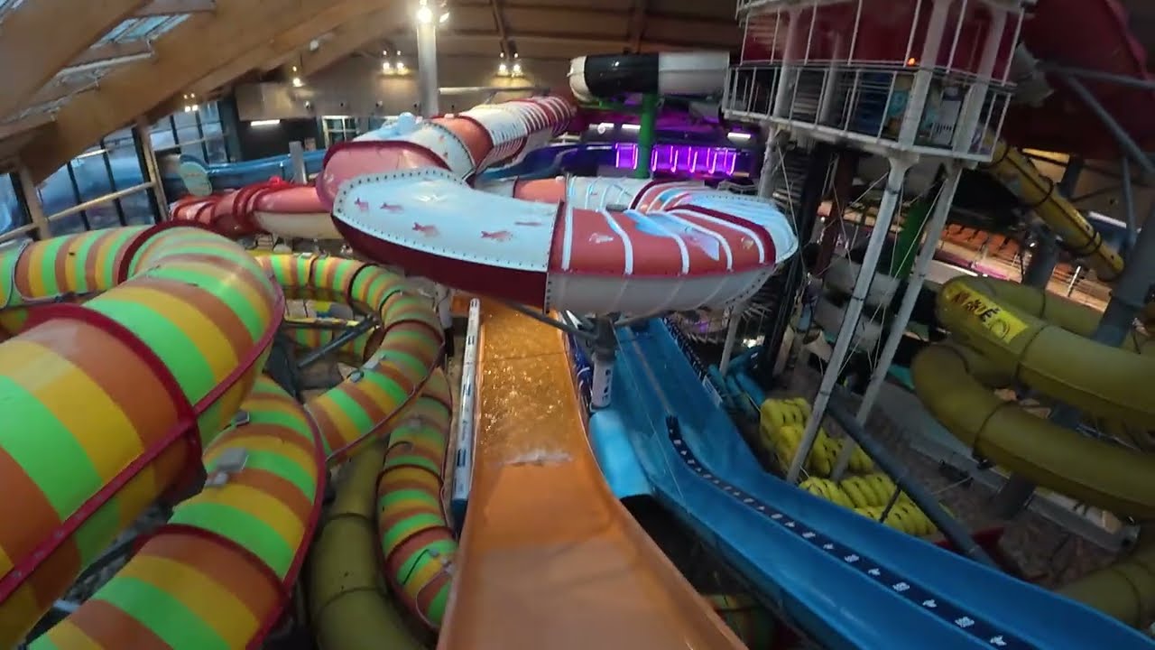 Canyon Wild River Water Slide Aquapalace Praha drive, Yellow Slide #waterpark  #tobogan #waterride