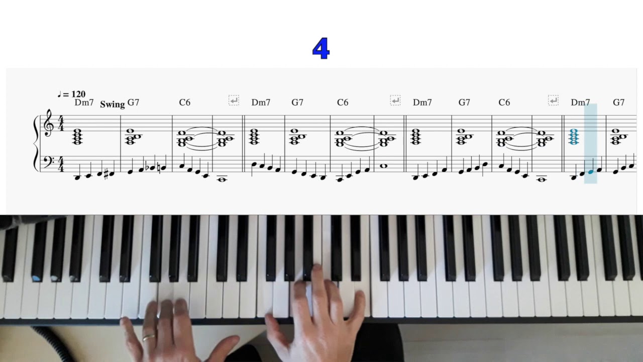 11 walking bass lines for II V I progression - with score