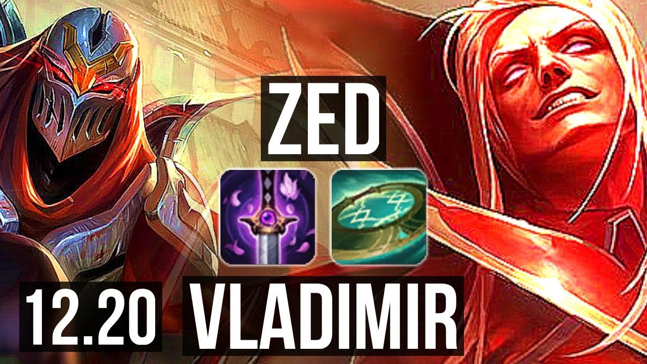 ZED vs VLAD (MID) | 10/0/6, 6 solo kills, Legendary, 1.3M mastery | KR Grandmaster | 12.20