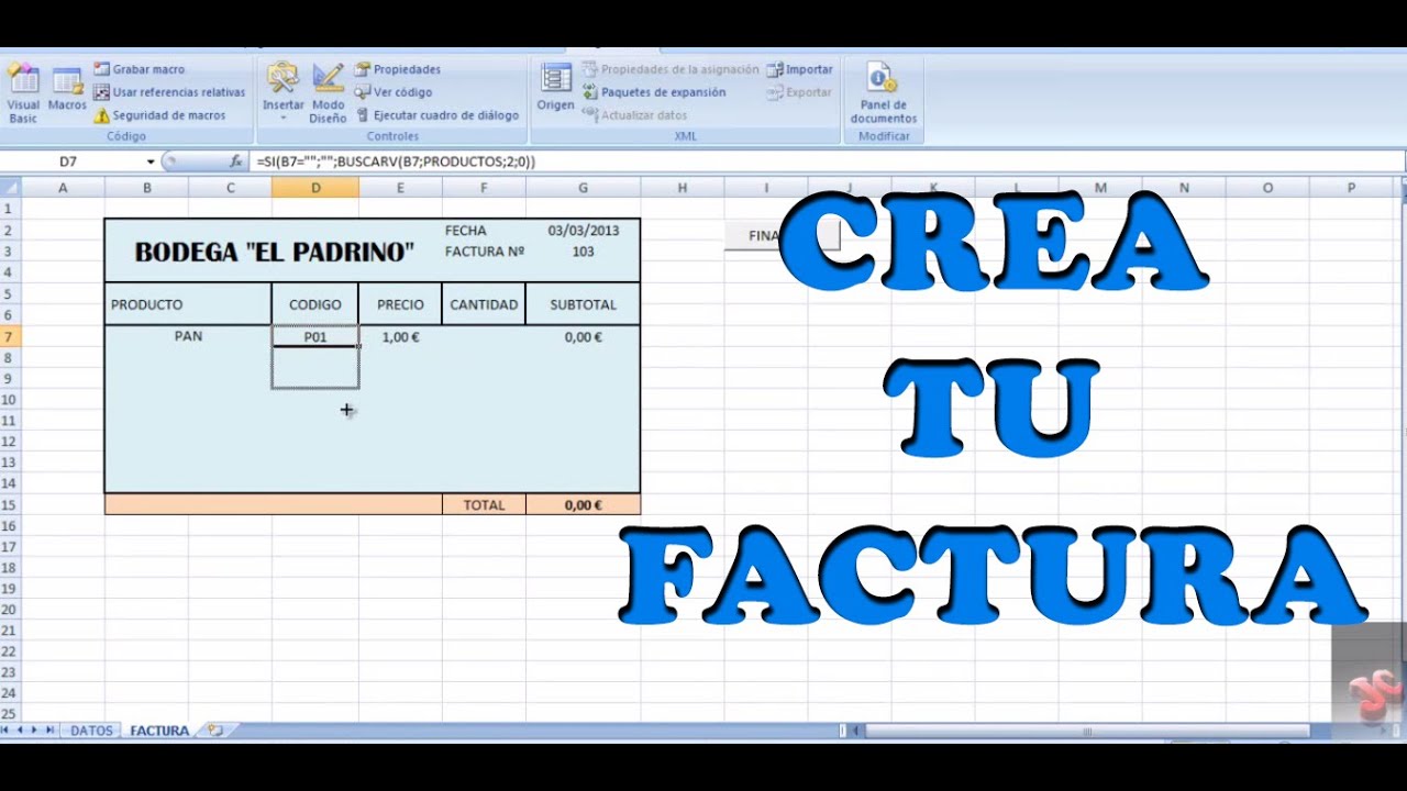 CREAR UNA FACTURA SIMPLE CON EXCEL