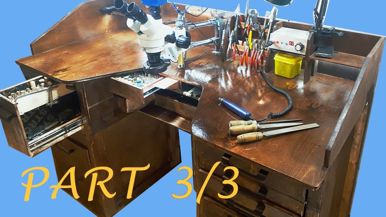 Making amazing jewelry workbench from plywood with simple tools. Part 3/3