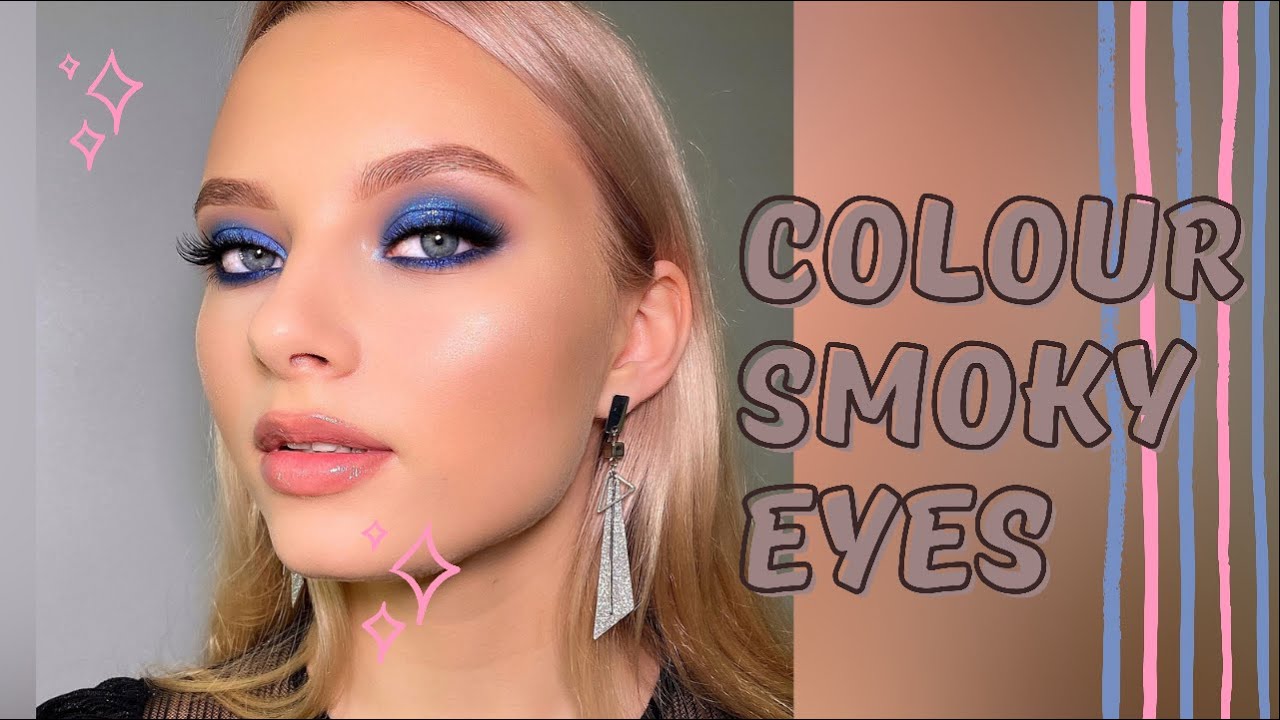 Color makeup / Blue smoky eyes/ Цветной смоки