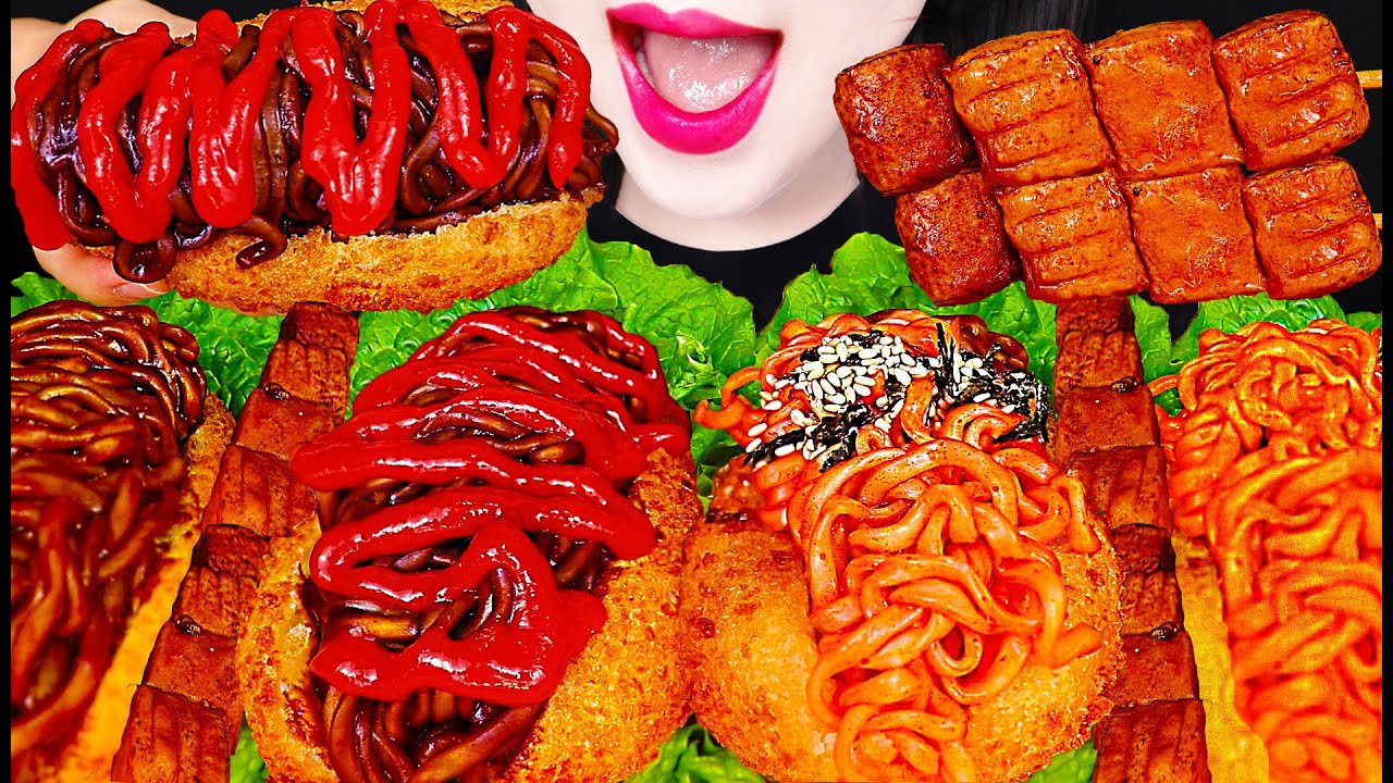 ASMR SPICY BULDAK HOT DOG 불닭 핫도그 먹방 MUKBANG, EATING