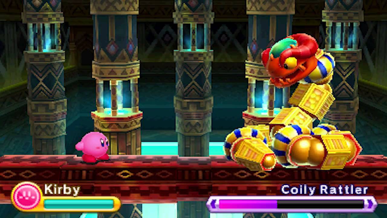 Kirby Triple Deluxe - Coily Rattler Boss Fight (No Damage)