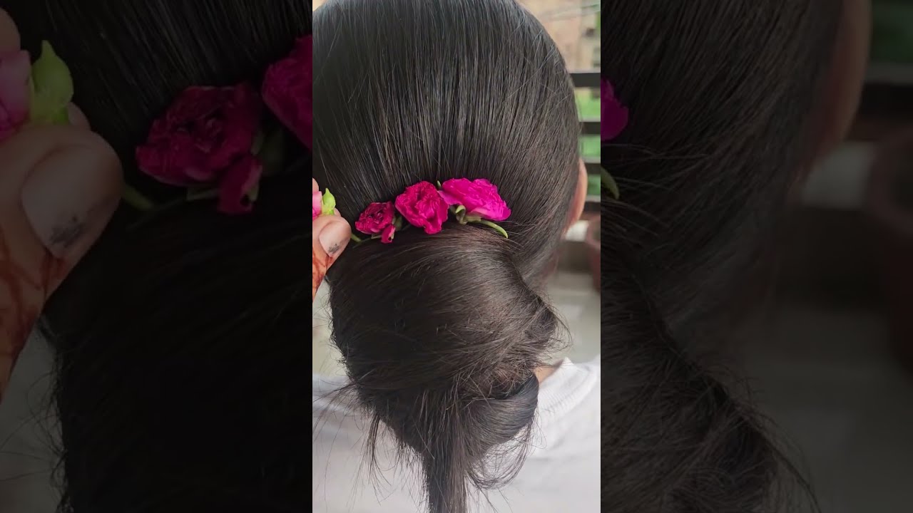 Long silky shiny hair Buns | Ponytail with different Scrunchies | Rubber bands