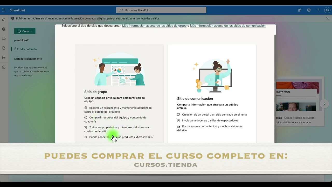 SharePoint - Tema 3.1 Tipos de sitio
