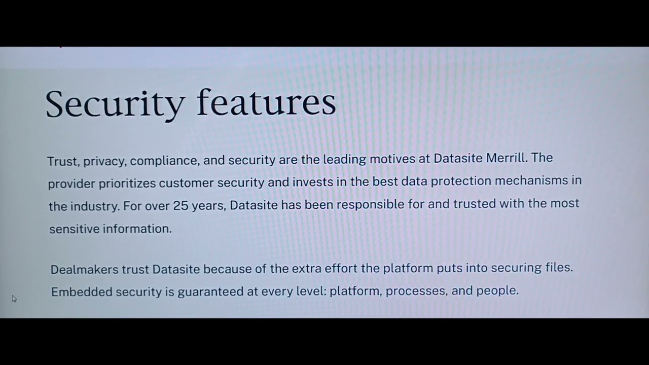Datasite merrill security features in virtual data room