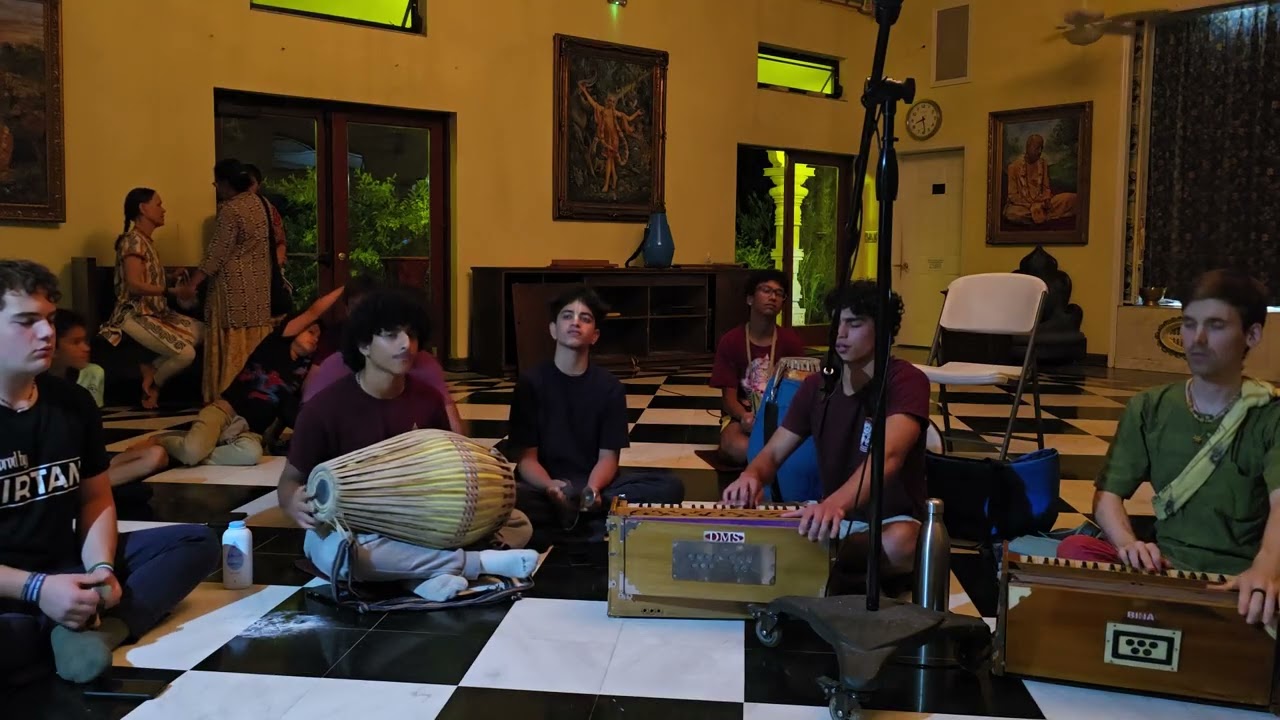 Training Future Kirtan leaders (Kirtan led by Kunja Das)