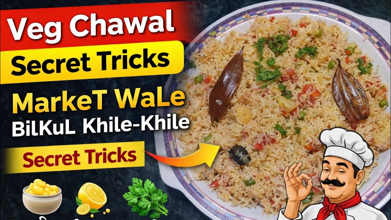 ⭐ Khile-Khile Veg Chawal 😍 | Market Style Vegetable Rice Secret Tricks