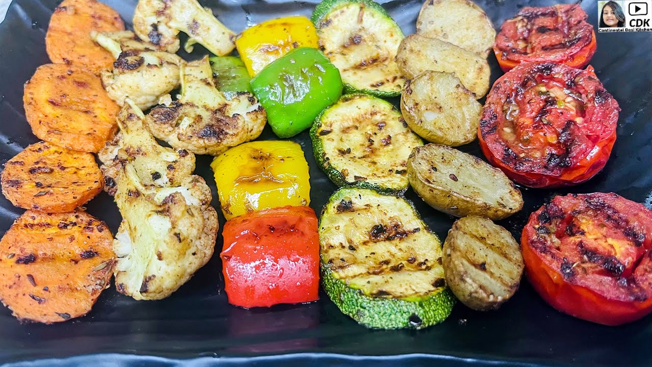 Sizzling Pan Grilled Vegetables | Healthy Grilled Veggies for Weight Loss