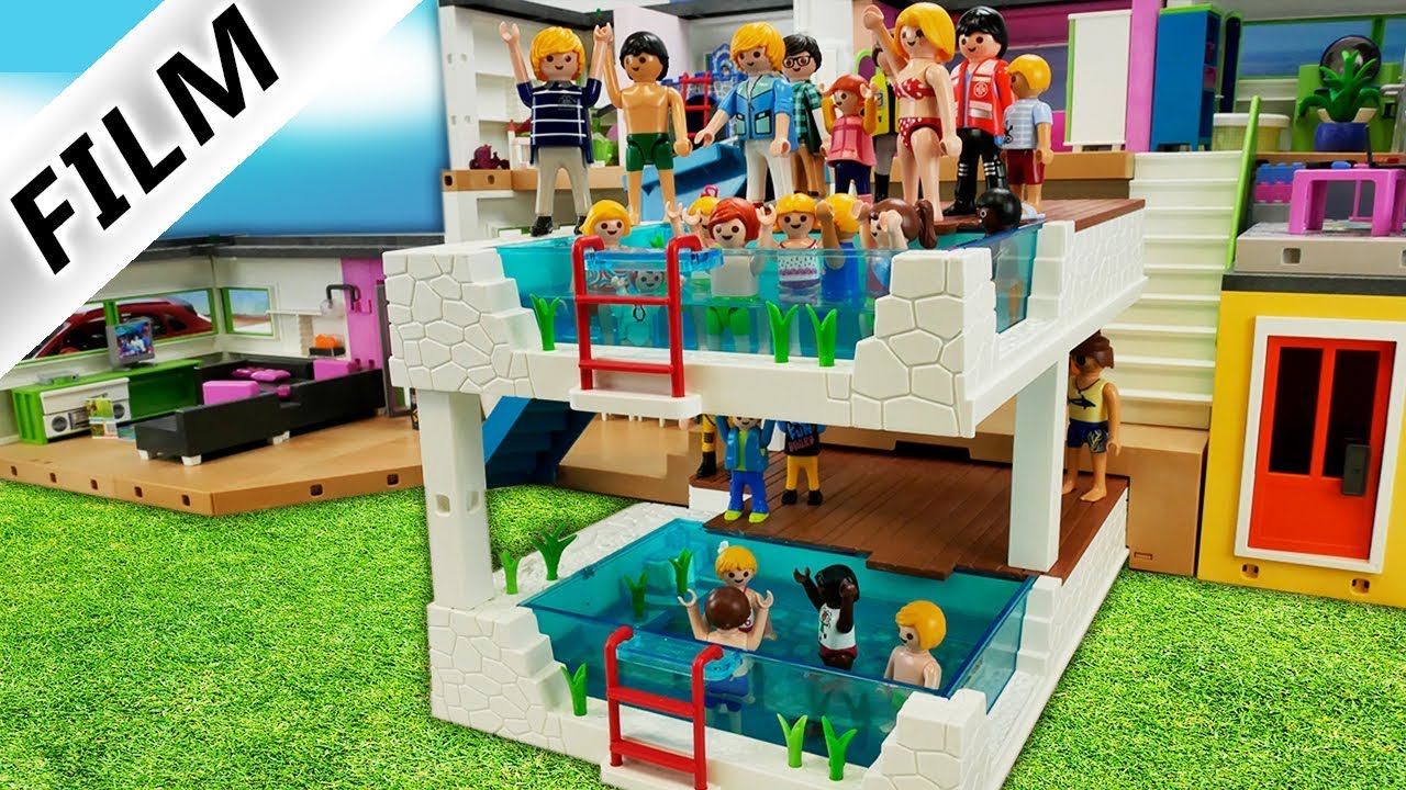 Playmobil Film Deutsch DOPPELDECKER POOL IN DER LUXUSVILLA! VERRÜCKTES SCHWIMMBAD! Familie Vogel