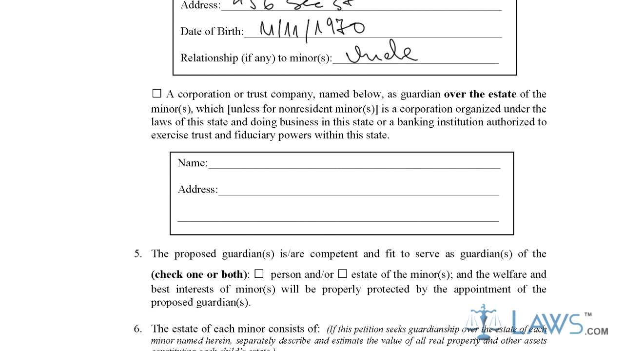 Petition for Appointment of Guardian Form 1