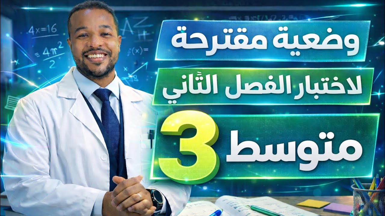 الثالثة متوسط || وضعية مقترحة لإختبار الفصل الثاني في مادة الرياضيات 🧮 