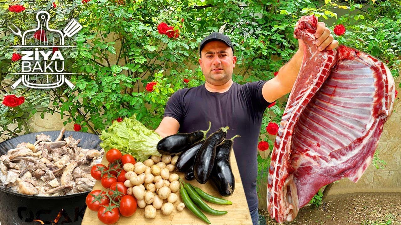 Ocaqda sacda uşaqlar üçün quzu ətiylə tərəvəz bişirdim
