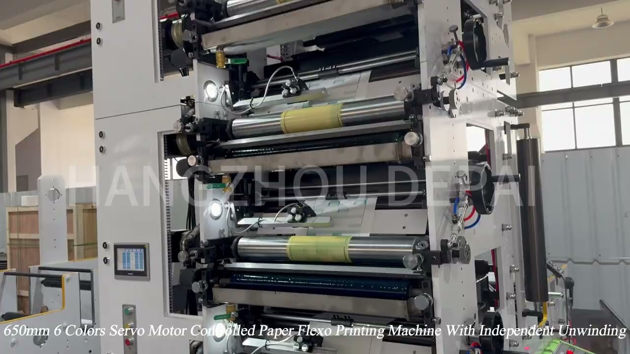 650mm 6 Colors Servo Motor Controlled Paper Flexo Printing Machine With Independent Unwinding
