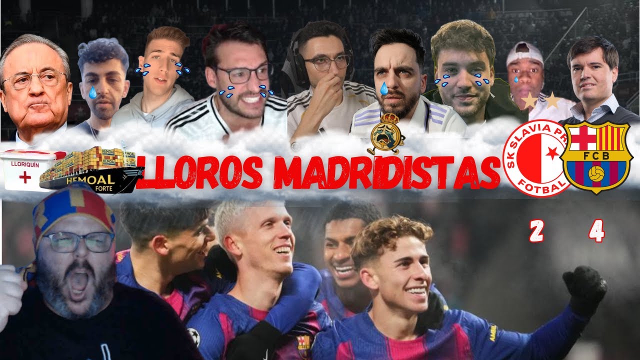 TODOS LOS MEJORES LLOROS Y REACCIONES MADRIDISTAS AL SLAVIA DE PRAGA 2 FC BARCELONA 4