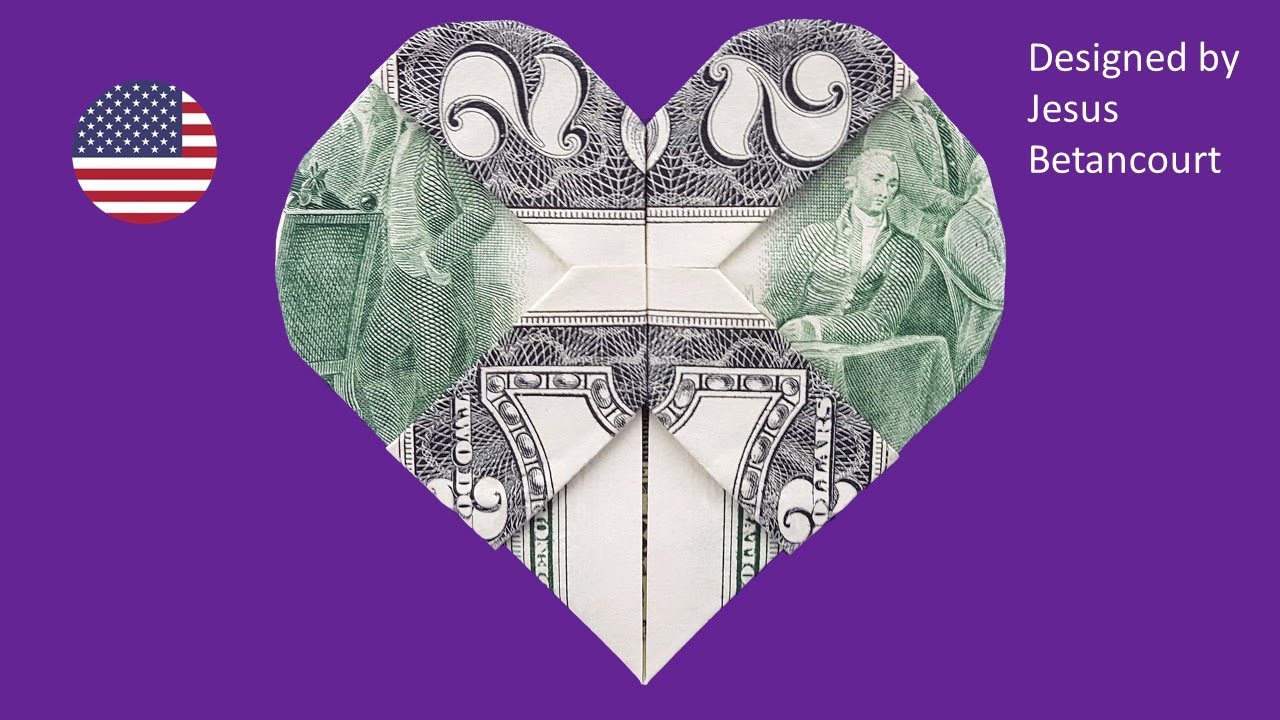 TWO DOLLARS ORIGAMI HEART 