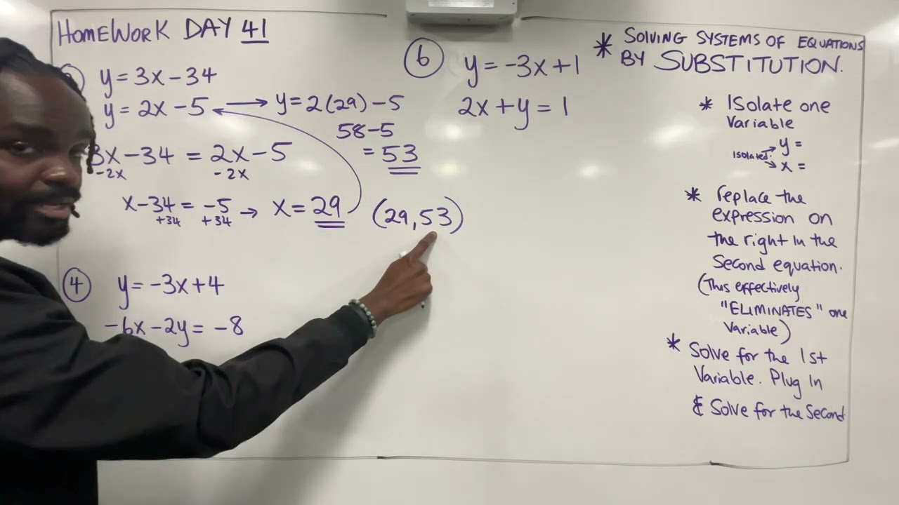 Solving systems of equations by substitution (Part 2)