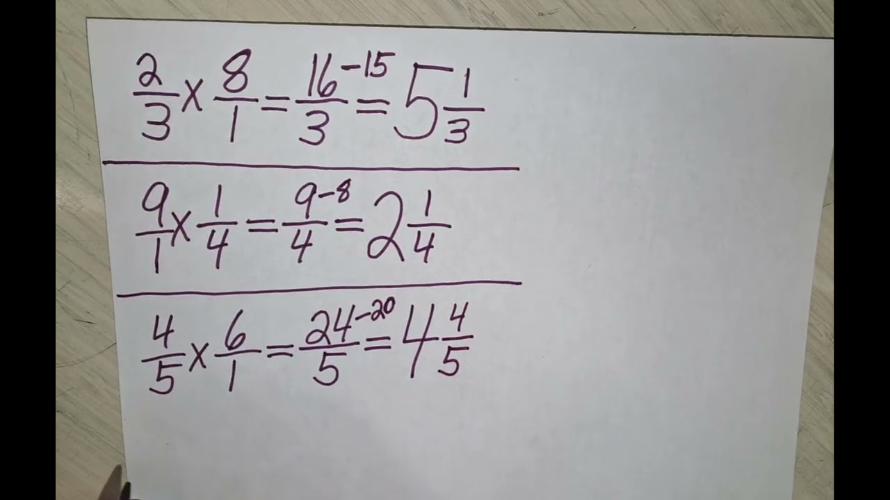 Multiply Whole Numbers & Fractions - Improper Fractions to Mixed Numbers