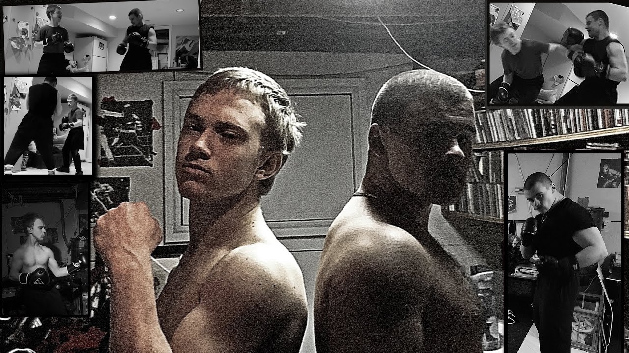 In The Basement Sparring/BOXING Work with my BEST BUD  ~ I Got A NOSEBLEED! {No-Sound|Film Inverted}