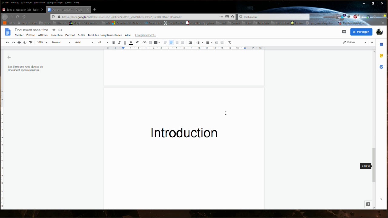 Numérotation de page et saut de section dans google docs