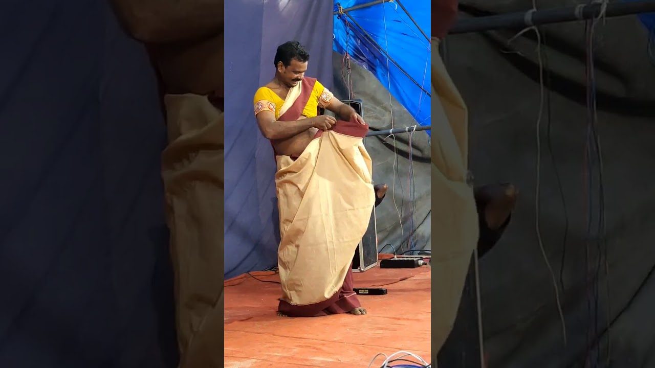 Saree draping competition for men! ആണുങ്ങളുടെ സാരി ഉടുക്കൽ മത്സരം #onam #kerala #malayalam