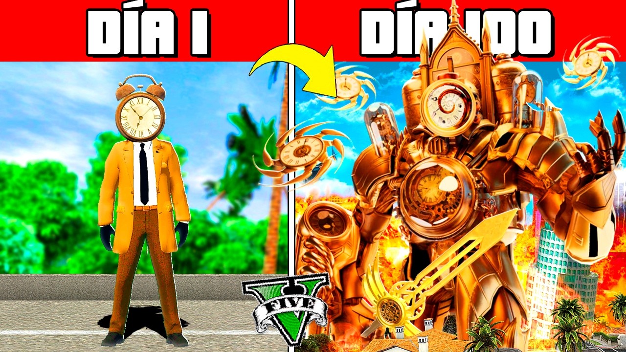 SOBREVIVÍ 100 DÍAS como CLOCKMAN en GTA 5!! (Skibidi Toilet mod)