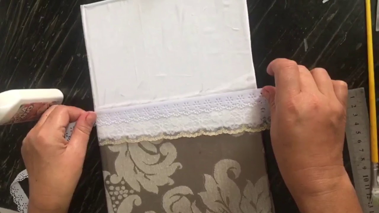 COMO DECORAR OU FORRAR CADERNO  com Tecido - passo a passo  - caderno personalizado