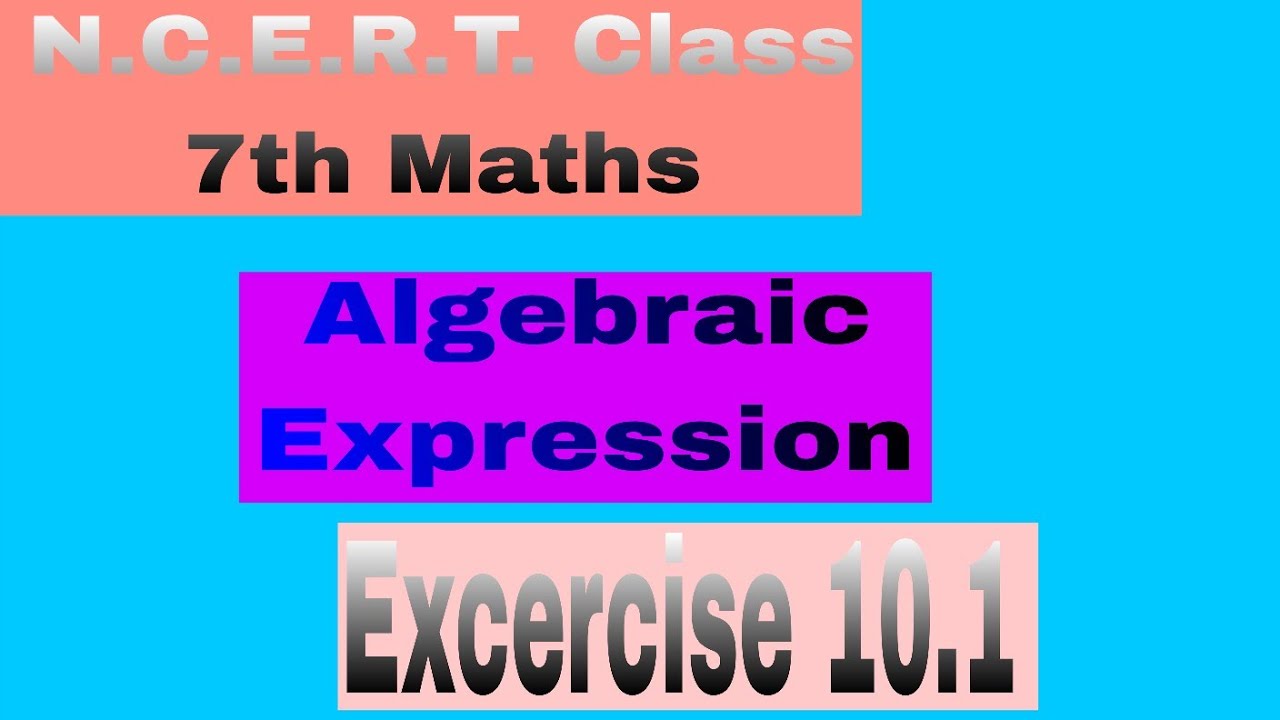 N.C.E.R.T. Class 7th Maths.... Algebraic Expression.... Excercise 10.1