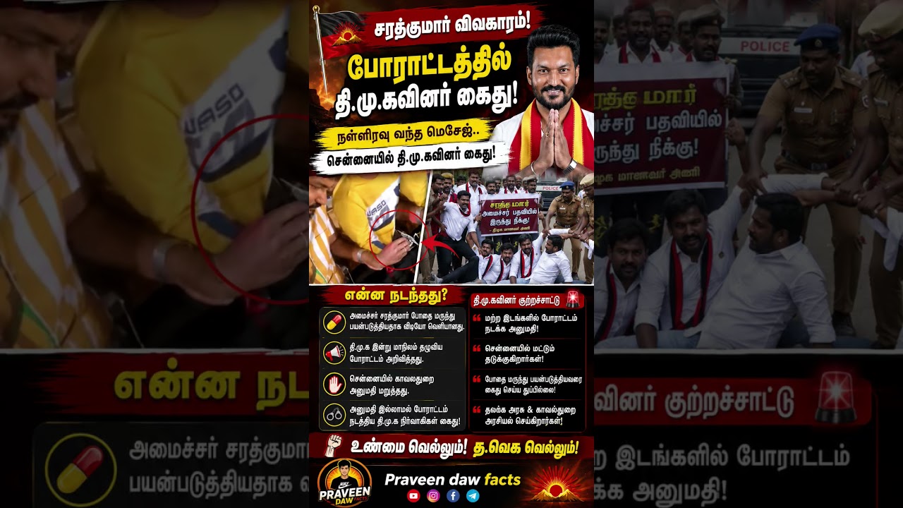 🔥சரத்குமார் விவகாரம்: போராட்டத்தில் திமுகவினர் கைது! | TVK Latest News #tvk #dmk #shorts #viralvideo