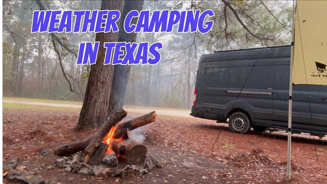 Rain camping National Forest in Texas
