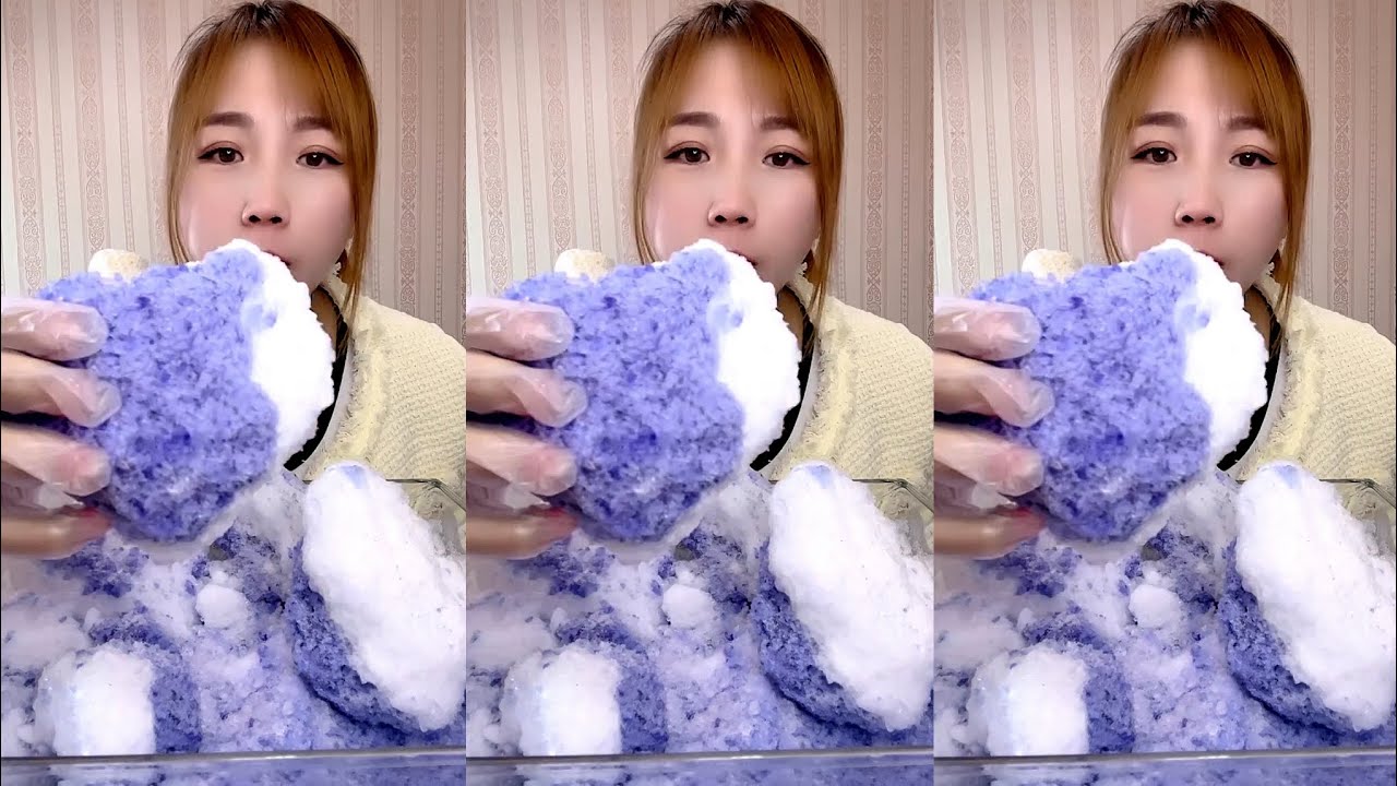 ASMR SHAVED ICE EATING / WHITE ICE. ICE EATING