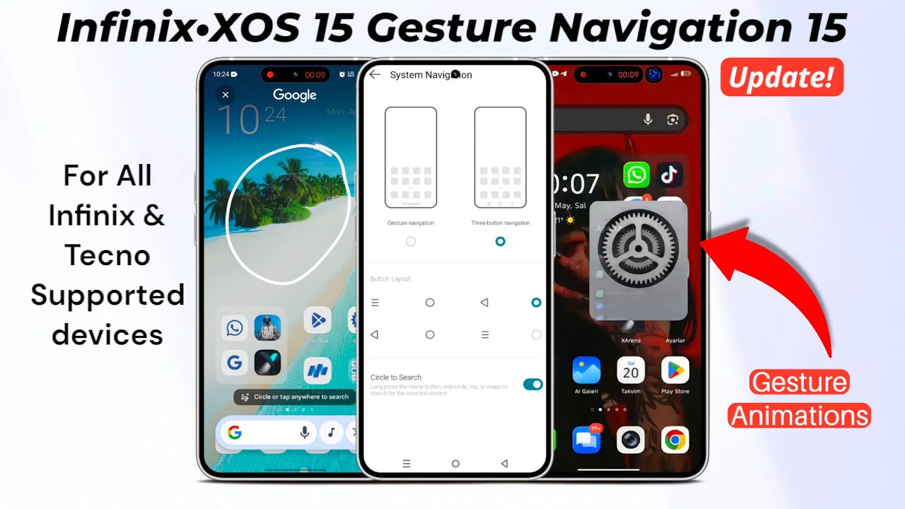 Обновление панели жестов навигации Infinix XOS 15 и HiOS 15 15 для всех устройств Infinix и Tecno