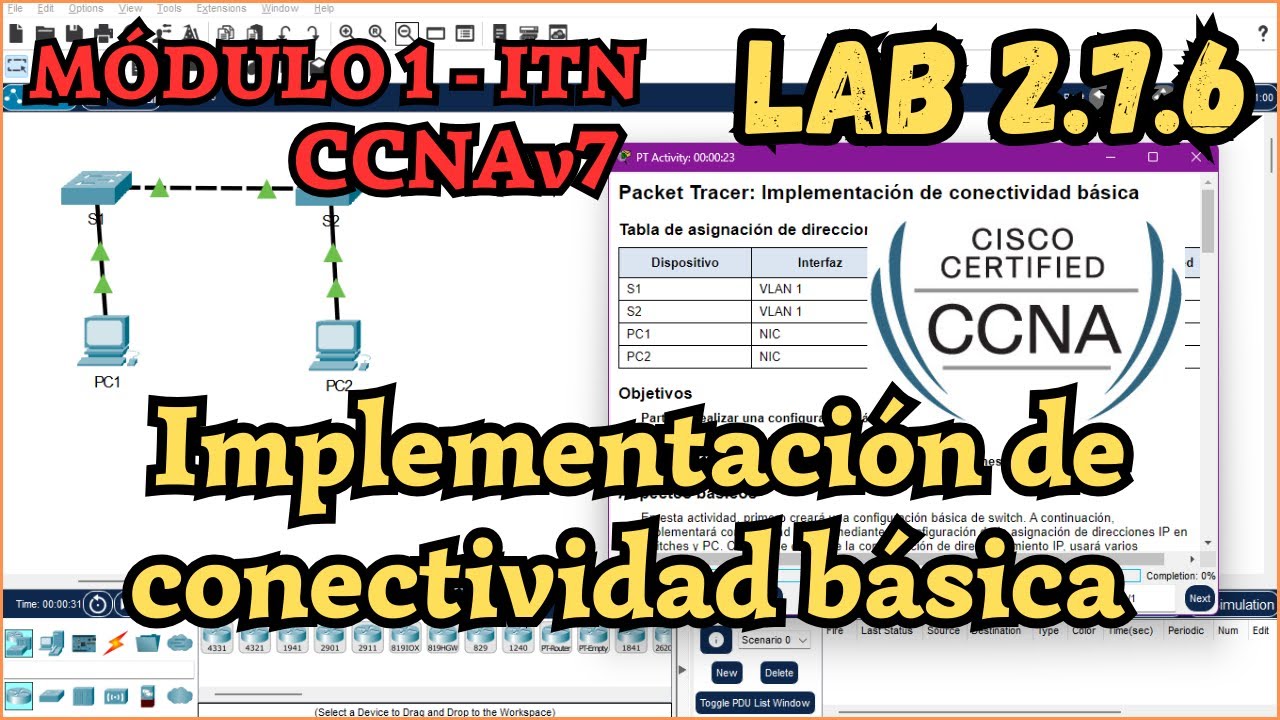 2.7.6 Packet tracer - Implementacion de conectividad basica (Resolución)