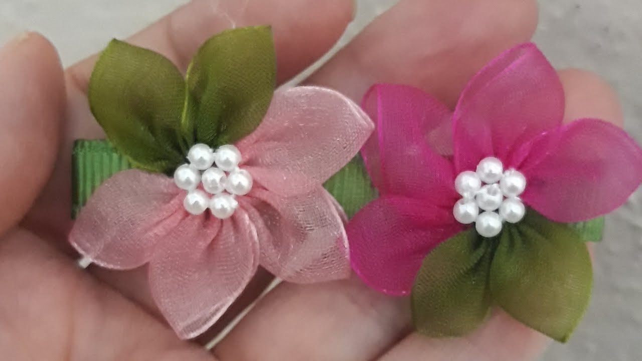 #Özlem #Topal #Organza#Kurdale#Çiğdem#Çiçeği#Toka#Çember#Yapımı#