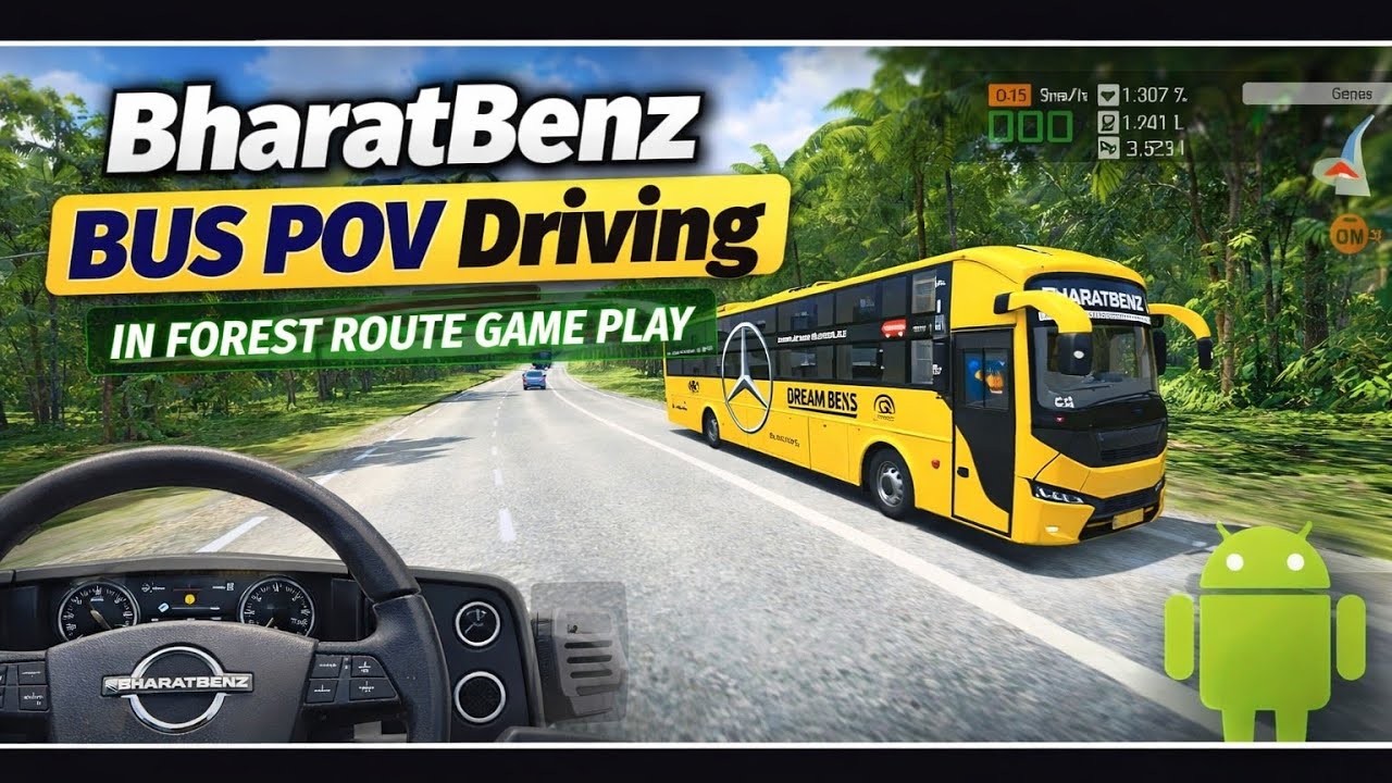 BharatBenz Bus POV Driving in Forest Route 🌲 | Bus Simulator Indonesia Gameplay Android