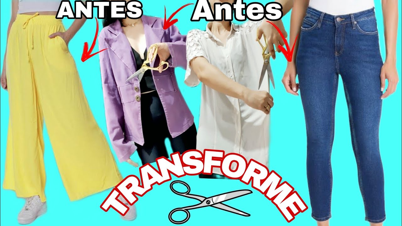 DICAS INCRÍVEIS de TRANSFORMAÇÃO de ROUPAS velhas | DIY 4 ideais de CUSTOMIZAÇÃO | ideias de costura