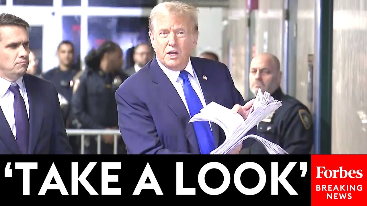 BREAKING NEWS: Trump Showcases To Reporters Huge Stack Of Stories He Says Condemn Hush Money Trial