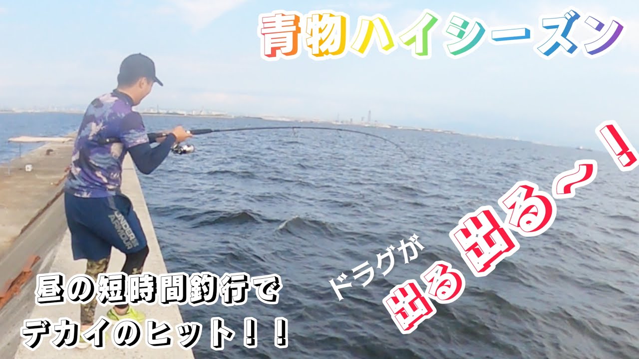 【武庫川一文字】暴風の波高でもこのルアーを投げたら青物連発ヒット！！　　　　貝塚人工島　ショアジギング　アジュール舞子