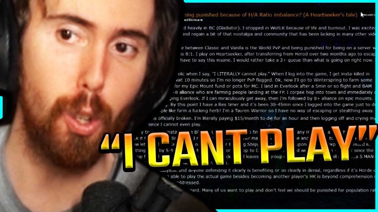 Asmongold Reads One of the Top Classic WoW Reddit Posts About Not Being Able to Play