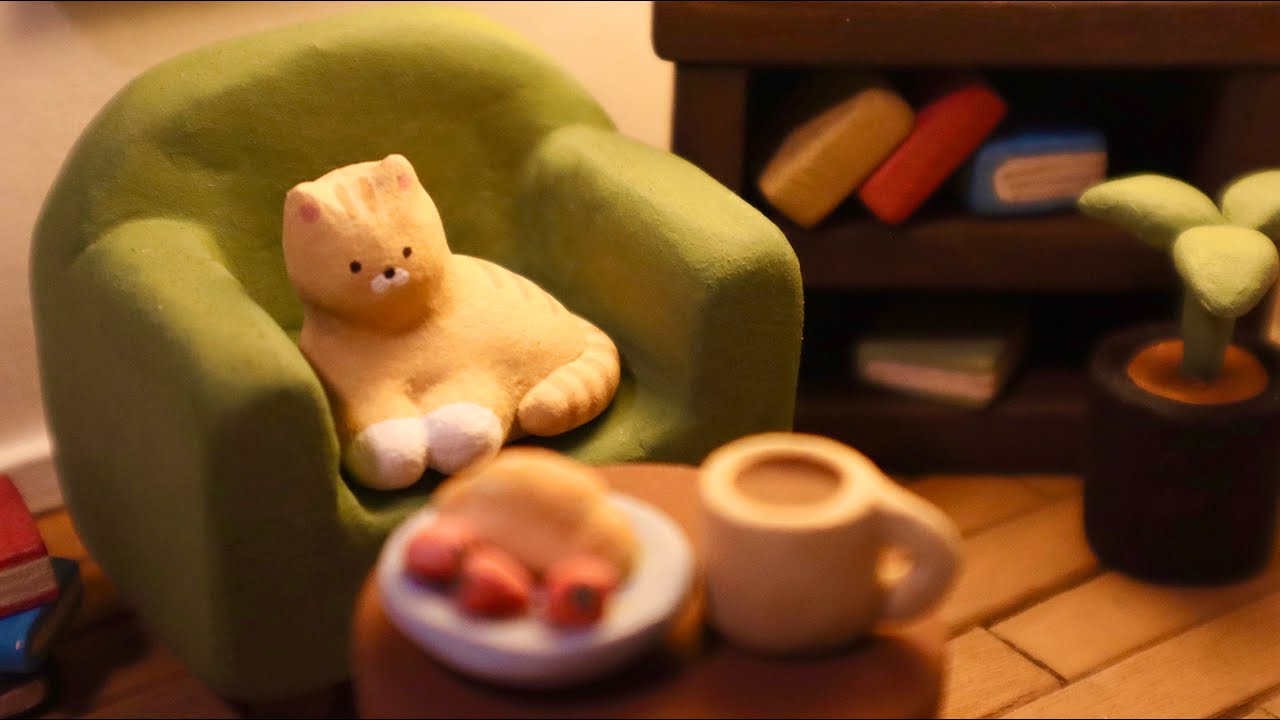 점토로 만든 작은 방, 놀러오실래요? 💡🐈☕