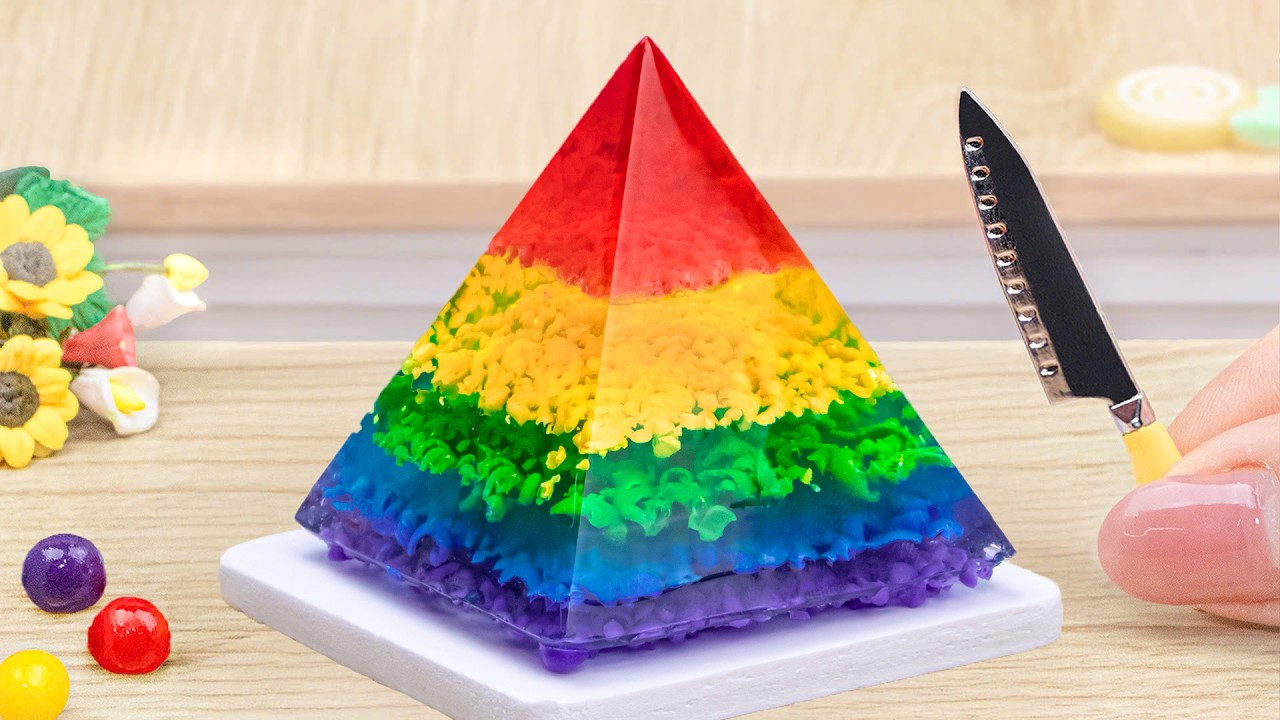 Remarkable Mini Tiny Rainbow Cake 🍨 Rainbow Jelly Miniature Cake Challenge 🌈 How To Cake