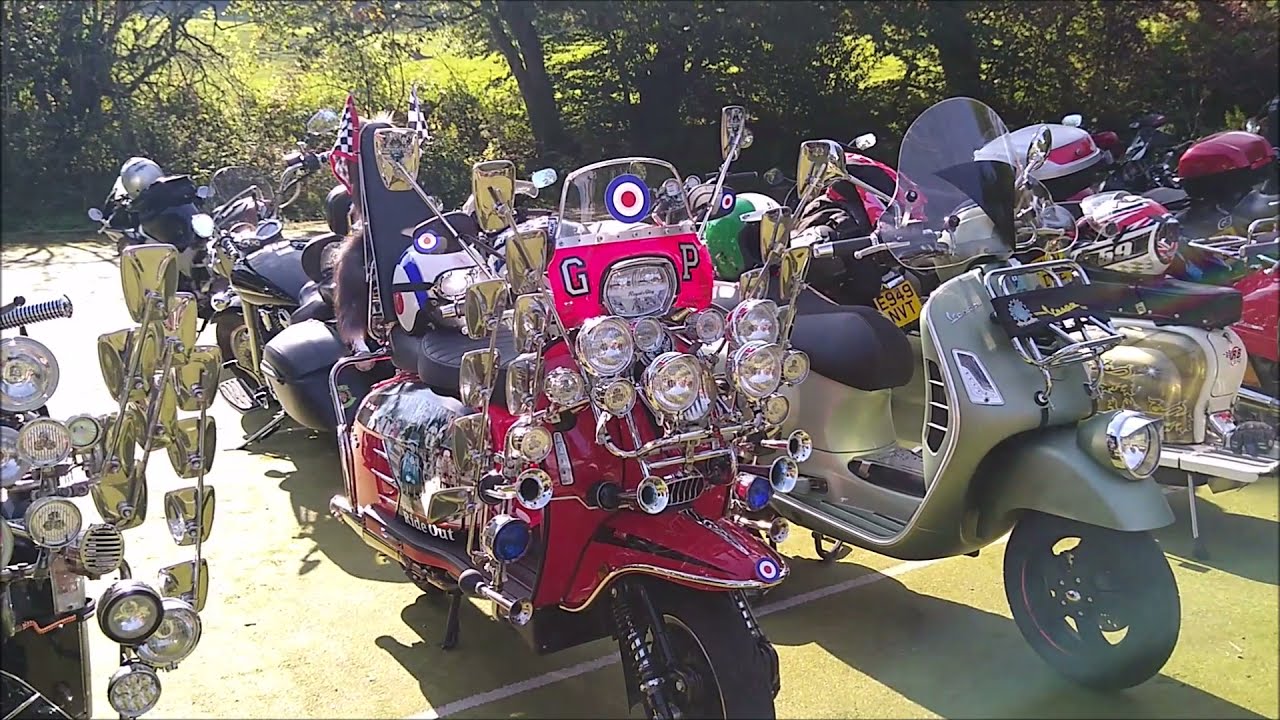 Torbay Mods Scooter Club ride their scooters to attend the Lupton House Bike & Trike Show nr Brixham