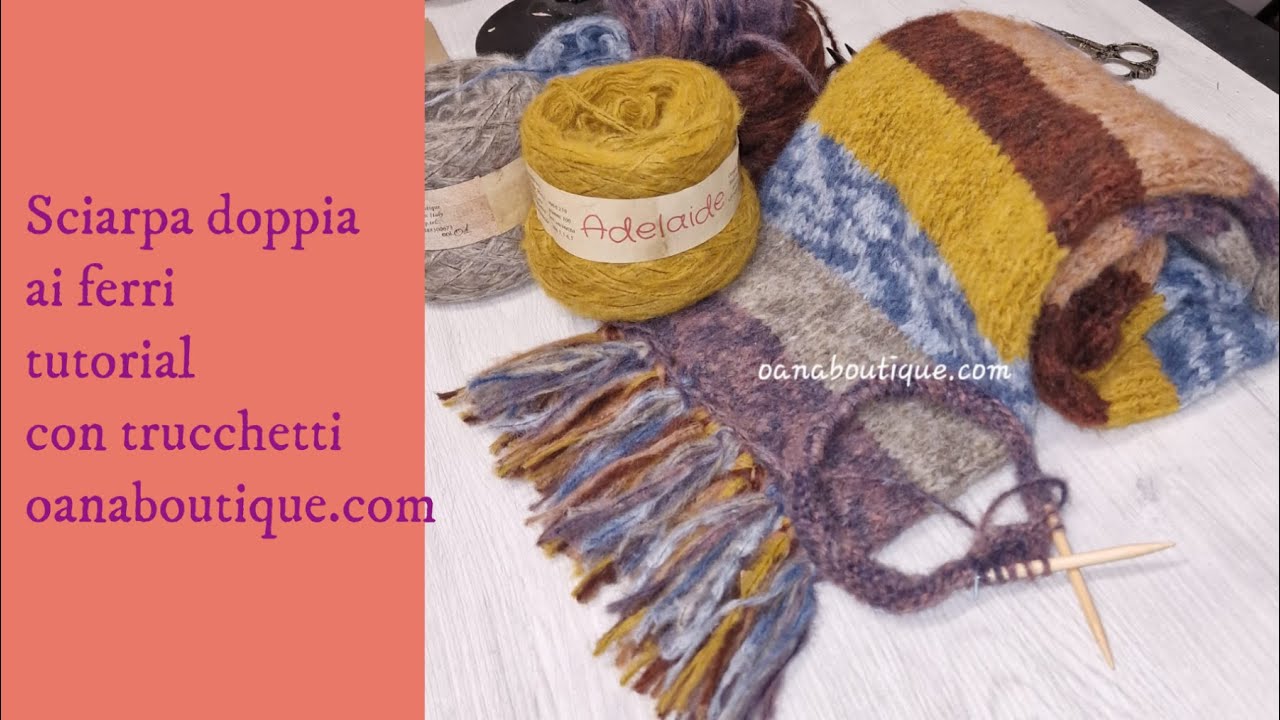 Sciarpa doppia a strisce ai ferri Tanti trucchetti e cambio colore senza scallini!