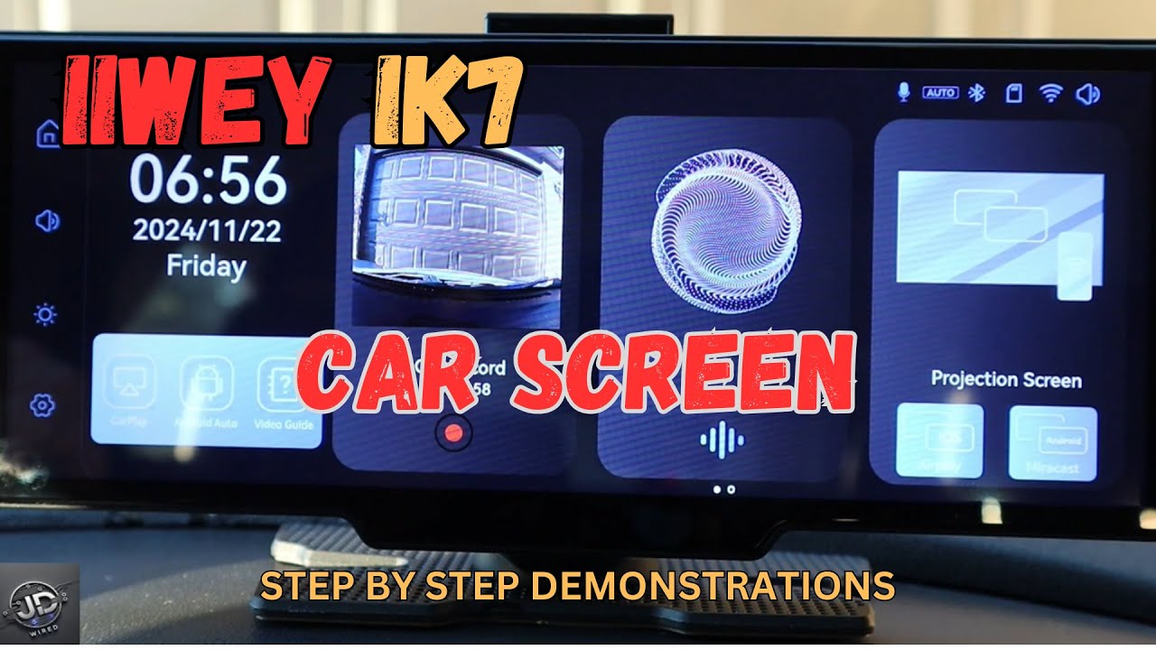 IIWEY IK7 CAR SCREEN for ANDROID AUTO & APPLE CAR PLAY with a Front and Rear Dash Cam