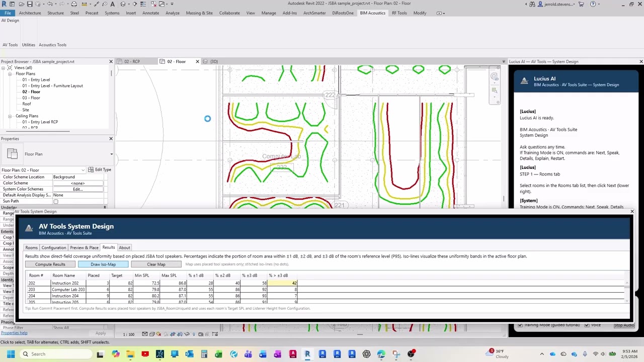 Real-Time Distributed Loudspeaker Layout in Revit | BIM Acoustics System Designer Demo
