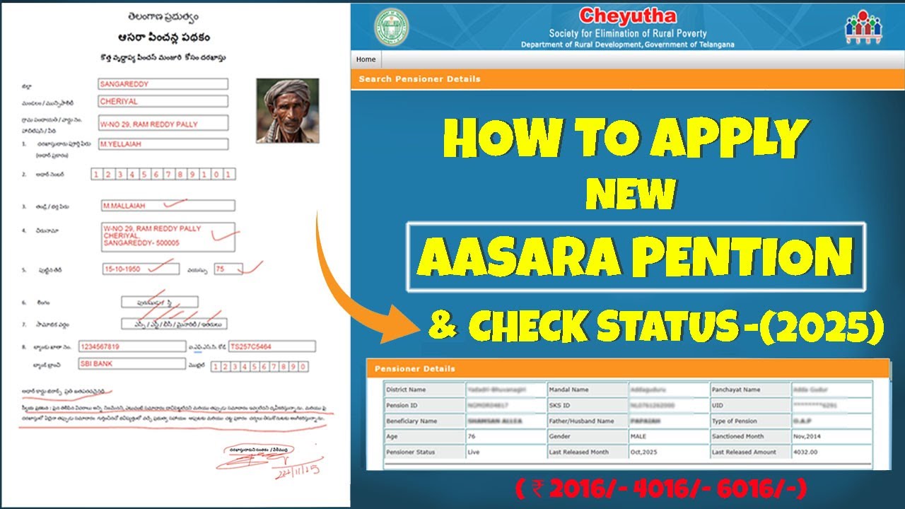 How to Apply for Aasara Pension in Telangana (2025) | Online Application and Pension Status Check