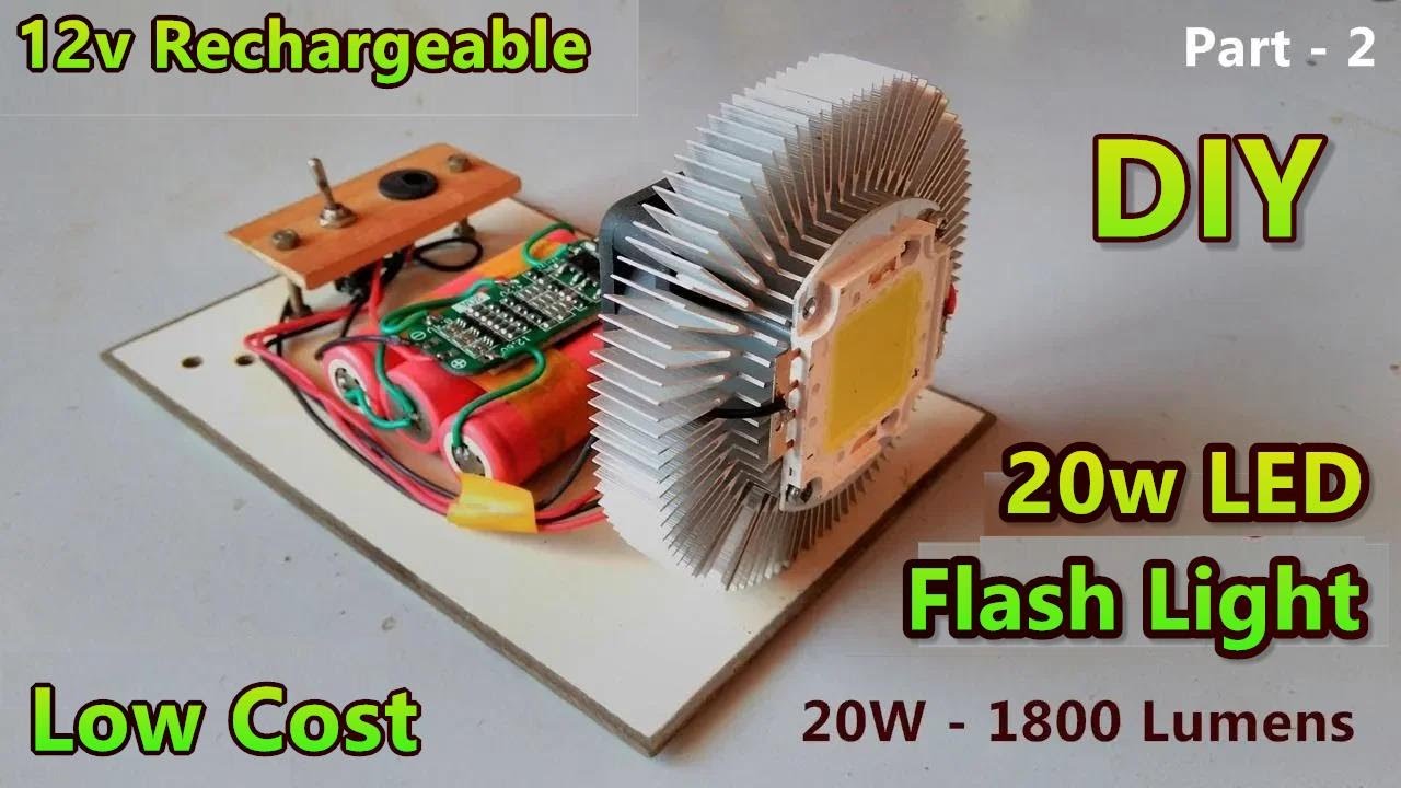 How to Make 12v 20w Rechargeable LED Flash Light | DIY Emergency Light | POWER GEN | Part-2