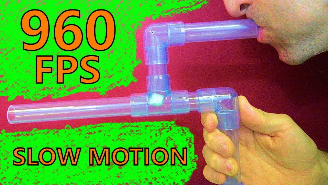 Clear PVC Marshmallow Gun in Slow Motion